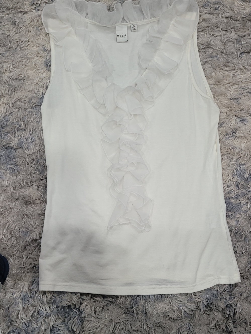 5 For $25 VILA  MILANO White Ruffle Trim Sleeveless Camisole